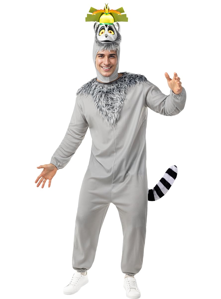 Funidelia | Disfraz de Madagascar Rey Julien para hombre Dibujos Animados & Madagascar - Disfraz para adultos y divertidos accesorios para Fiestas, Carnaval y Halloween - Talla M - L