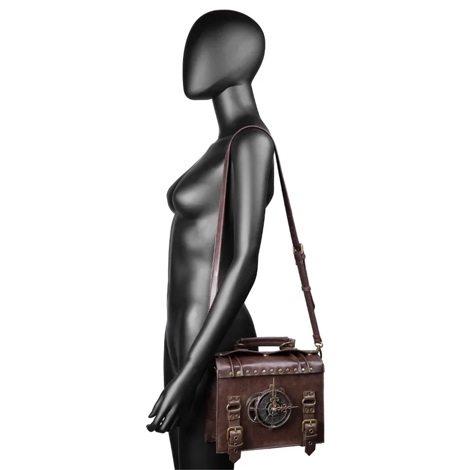 skórzana saszetka, Zegar Gear Crossbody Torby Retro Messenger Gotyckie torebki na ramię Listonoszka Etui telefon