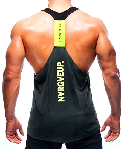 A. M. Sport Camisa Camiseta Hombre Tirantes Culturismo Fitness Deportiva. Ropa Deporte Masculina para Entrenar Gym (EA/Gris) - S