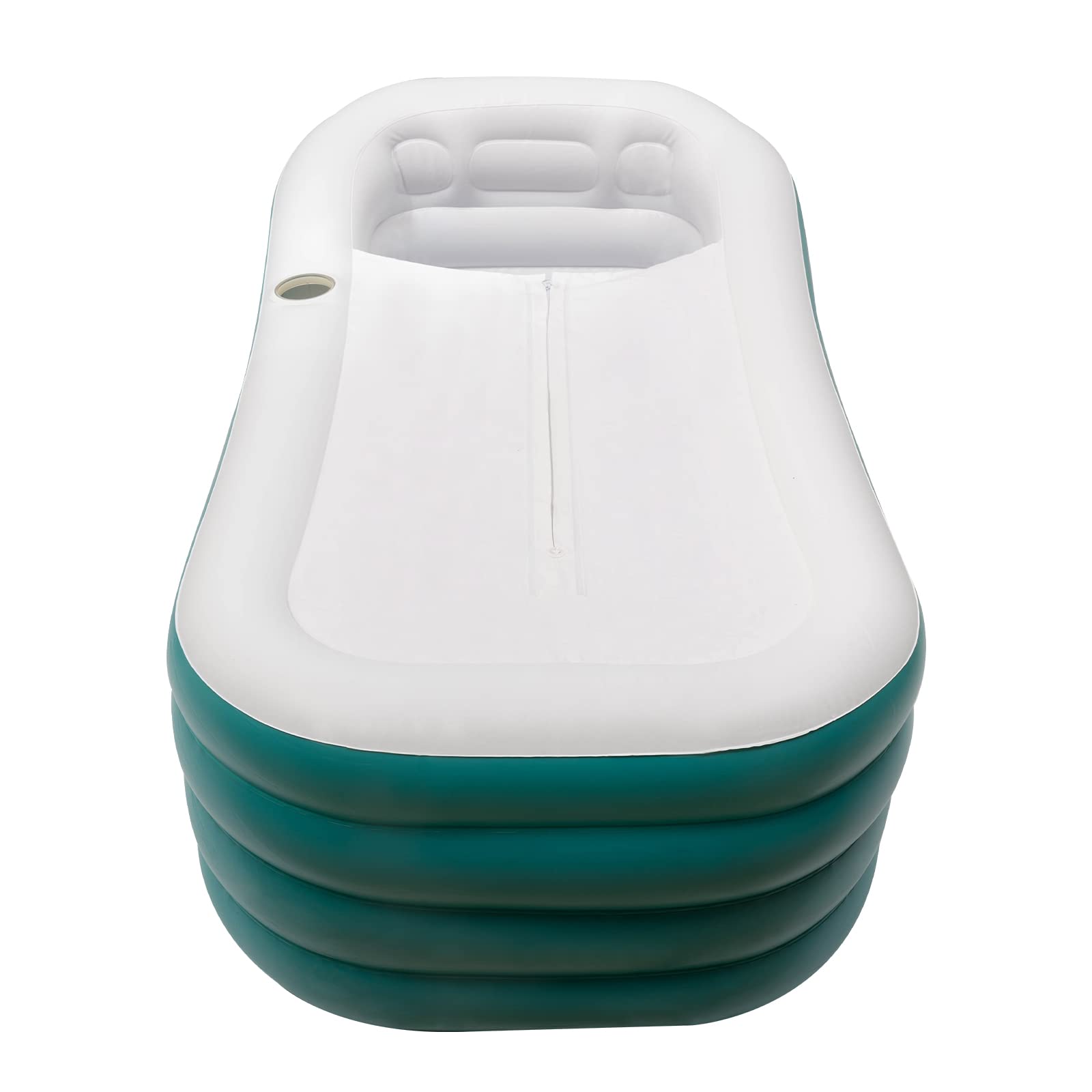 Vasca da bagno gonfiabile portatile SPA con pompa ad aria elettrica e tubo di scarico, pieghevole, in plastica, con cerniere, porta bevande, per viaggi