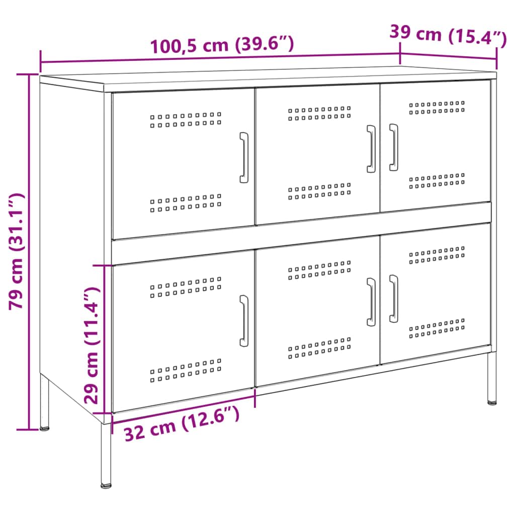 vidaXL Credenza Rosa 100,5x39x79 cm in Acciaio