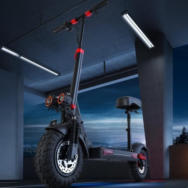 1200W Electric Scooter for Adults-48V21Ah,37Mile Long Range,34MPH Max Speed, 11" Off-Road Tires,6 Shock Absorption, UL2722 Certification, E-Scooter with Seat,Foldable, Convenient for Commuting