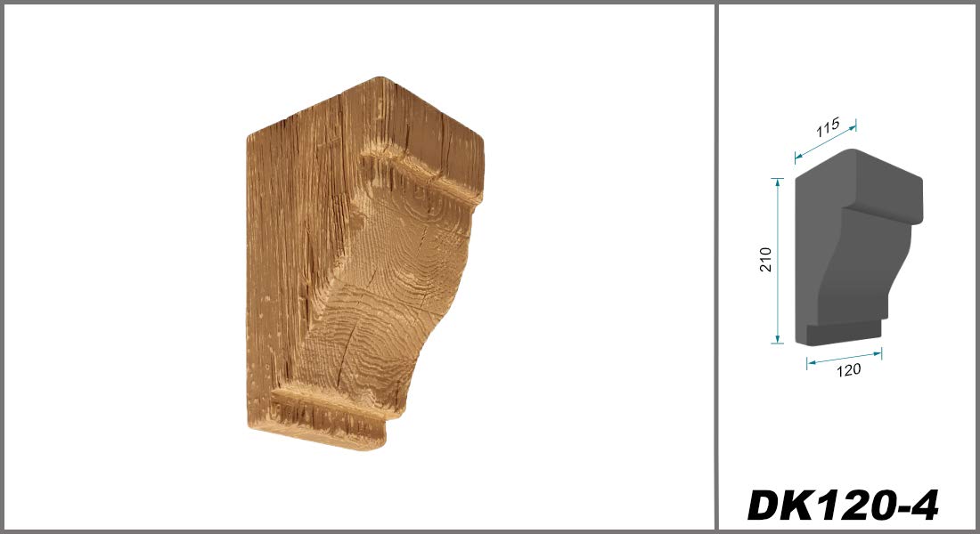 Cosca PU staffa - per travi decorative (DK120-4 - rovere chiaro 120x210mm) fedele alla riproduzione originale della struttura in legno, stabile e leggero - travi decorative industriali in legno