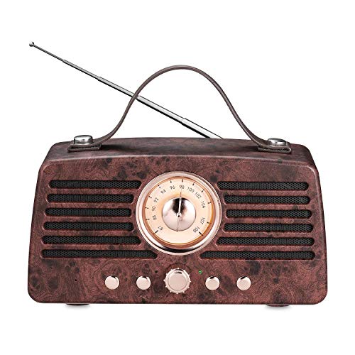 Tragbarer Retro-Bluetooth-Lautsprecher, FM-Radio Im Vintage-Stil, Kabelloser Stereoton, Bluetooth V4.2, Mit Integriertem Mikrofon
