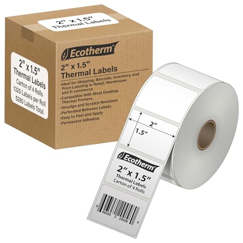 Ecotherm 2�C���` x 1.5�C���` ���M���x�� | 4���[�� | 5280���x�� | �[�u���AMunbyn�ARollo�AGodex�AArkscan�AiDPRT�AOffnova�T�[�}�����x���v�����^�[�ȂǂɃt�B�b�g | ���n�z���C�g�S���X�e�b�J�[