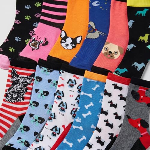 Image of Tipi Toe Women's Fun Patterned Dress Socks, 12-Pack Lightweight Colorful Crew Socks, Casual Novelty Assorted Designs