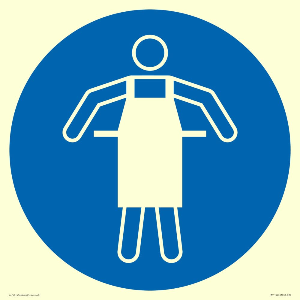 Viking Signs Mandatory: Use protective apron Sign - 300x300mm - S30, Blue/White