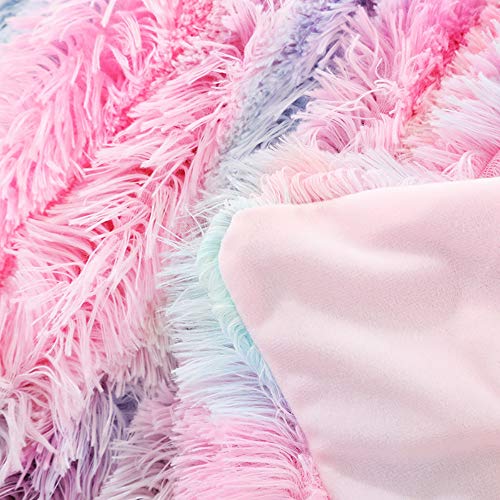 Amidoudou Super Soft Faux Fur Throw Blanket Plush Bedspread Blanket Tie-Dye Blanket For Beds Couch Sofa (Rainbow,51"X63") #TOP3
