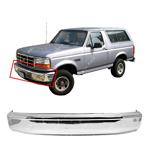 MBI AUTO - Chrome, Steel Front Bumper Face Bar for 1992-1996 Ford F150 & Bronco W/Out Pad Holes 92-96, FO1002236