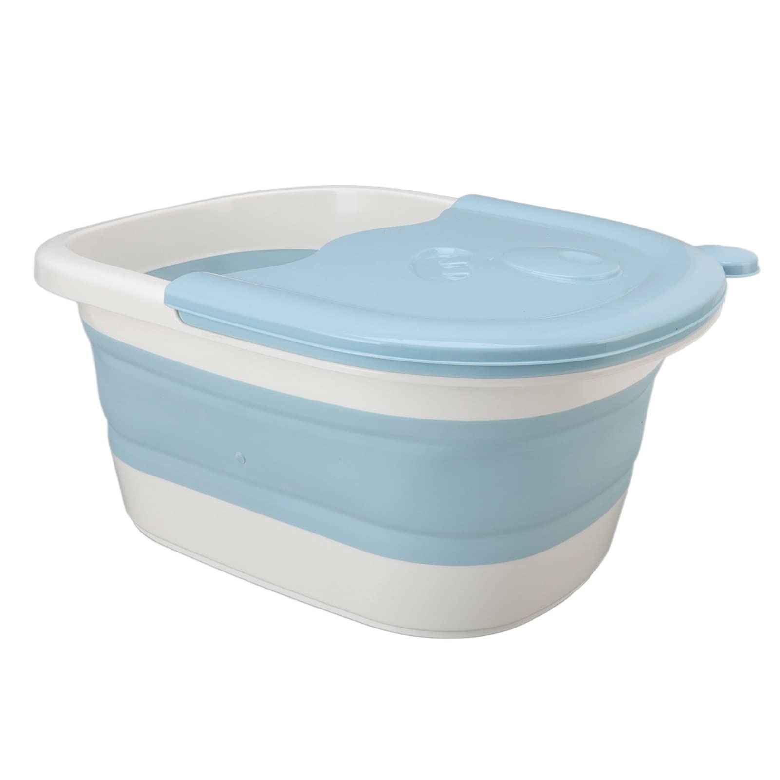 SIXRUN Bañera para Remojo de Pies Bañera Plegable para Pies Cubo de Baño para de Plástico con Pared Alta Fácil Almacenamiento Lavabo Multiusos para Pedicura en el Hogar Niños y Familia (BLUE)