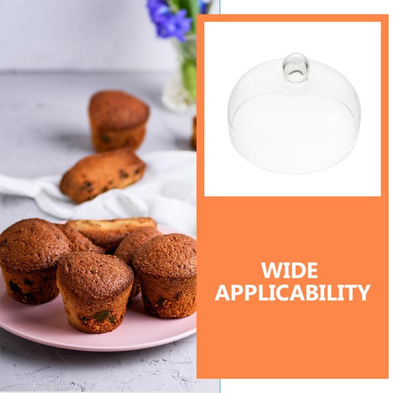 Mikikit Grande Cloche à Gâteau en Verre Transparent 16 cm - Dôme de Protection pour Pâtisseries, Fromages et Desserts - Couvercle Alimentaire avec Poignée Ronde - Nettoyage Facile