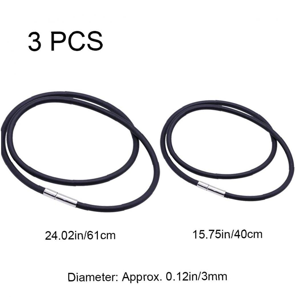 Amazon.co.jp: 3mm 黒いゴムコードネックレスがネックレスブレスレット