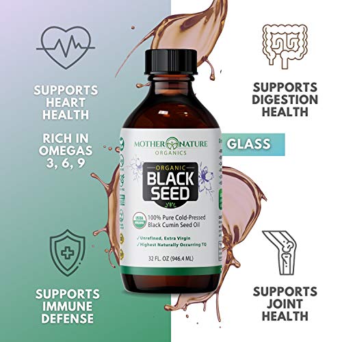 Black Seed Oil - Premium Organic Cold-Pressed Cumin Nigella Sativa (32 oz) - for Immunity Support, Joints, Digestion, Hair & Skin - Extra Virgin, Gluten-Free, Non-GMO & Vegan with Omega 3,6, & 9
