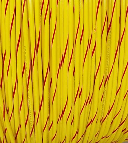 14 AWG Spiral Stripe Tracer Marine Primary Wire, Yellow with Red Stripe, 100 Feet