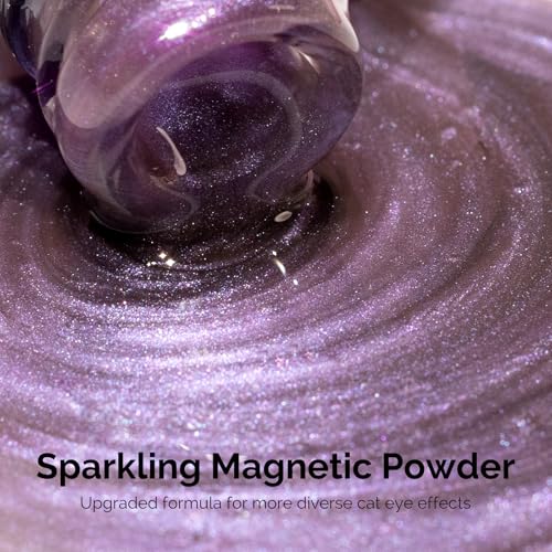 Image of MelodySusie Aurora Cat Eye Gel Nail Polish, 0.5 Fl Oz Blue Purple Glitter Holographic Magnetic Nail Polish with Magnet, UV Nail Polish for Nail Art Manicure Salon DIY at Home G1701