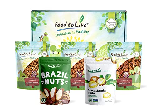 Keto Raw Nuts in a Gift Box - Pecans, Brazil Nuts, Macadamia Nuts, Walnuts, Hazelnuts