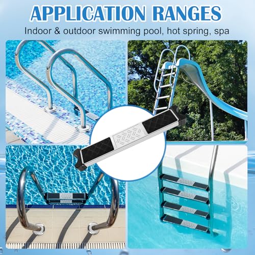 4Pcs Stainless Steel Pool Ladder Steps Replacement with Pool Ladder Escutcheon & Pool Ladder Bumpers 1.9 Inch Non Slip Swimming Pool Ladder Rung Step with Bolts for Inground and Above Ground Pools - Thumbnail 6