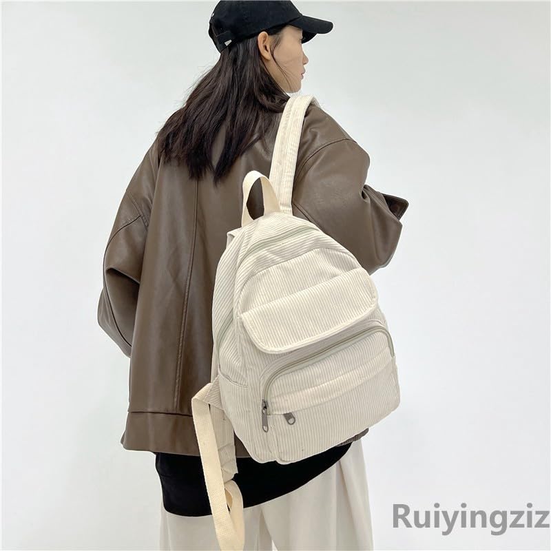 Aufona Mini Backpack for Women Small Backpack Purse Aesthetic Backpack Tiny Corduroy Backpack Light Weight(Light Brown) - Image 3