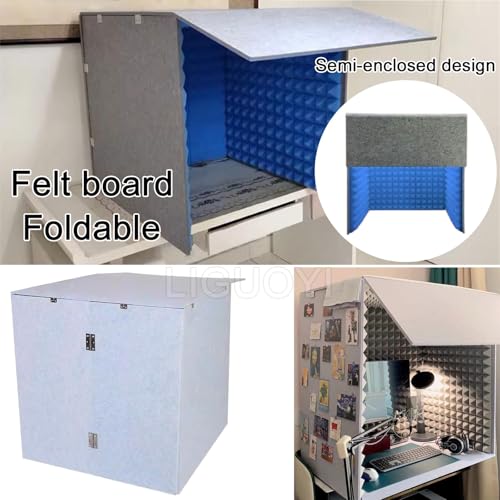 LIGUOYI Cabina Portátil para Aislamiento Acústico de Estudio, Paneles de Espuma Acústica 80×80×80cm, Protector Plegable para Micrófono para Grabación Musical Oficina Estudio en Casa (Gris) miniatura 2