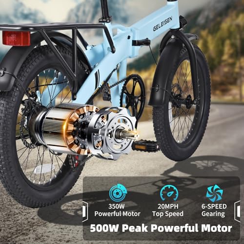 Folding Electric Bike for Adults, 20"×3.0 Fat Tire Electric Bicycle, 374.4Wh Battery Ebike, 20MPH Electric Cargo Bike with LCD Color Display & 6 Speed Gears (Fits for 5'0"+) - Image 4