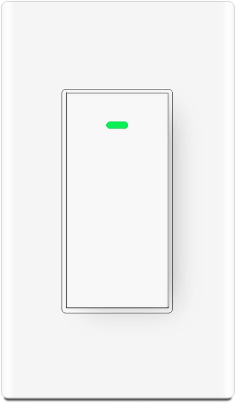 Smart Wifi Light Switch,Wireless Remote Control, Neutral Wire Required,Compatible with Amazon Alexa,Google Home, IFTTT, Physical Button