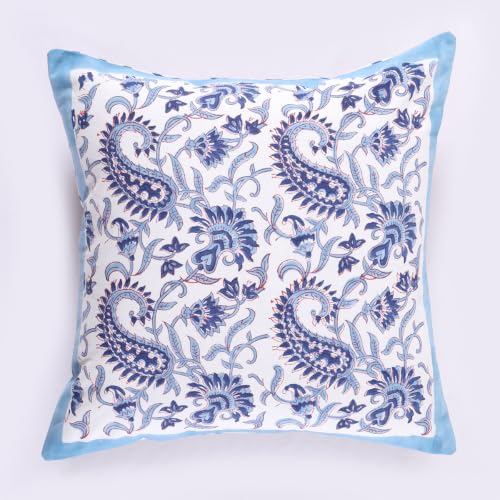 Image of Ravaiyaa - Attitude is everything Cotton Hand Block Printed Soft Cushion Cover Pillow Case 16 inch Square Cushion Sham Set of 2 Piece