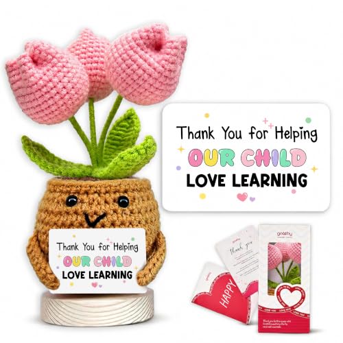 Gossby Teacher Appreciation Gifts Crochet - Thank You for Helping Our Child Tulip Crochet - Back to School Supplies - Thank You Christmas Birthday End of the Year Teacher Gift from Student