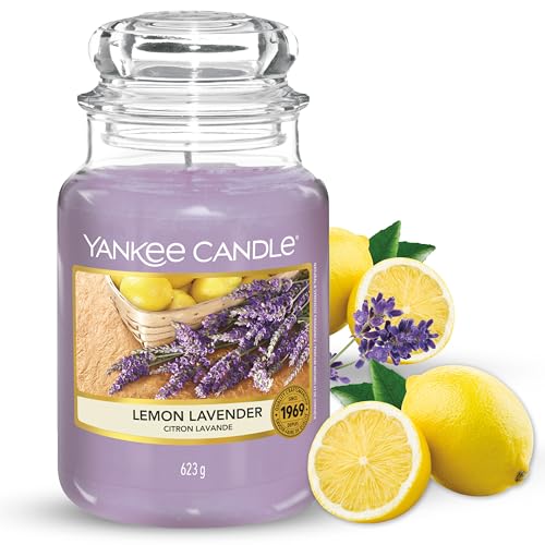 Yankee Candle Duftkerze im großen Jar, Lemon Lavender, Brenndauer bis zu 150 Stunden