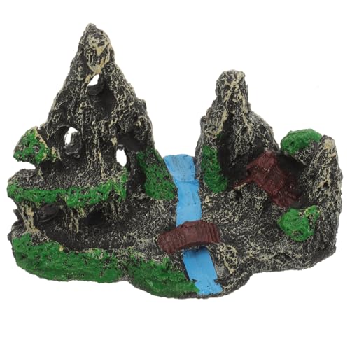 Happyyami decoración del Acuario Piscina Tanque Solar Agua Frasco Adornos Acuario Roca Acuario decoración de Acuario con Roca Artificial Falso Acuario montaña Suministros para peceras Resina