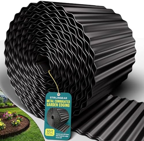 50FT Black Corrugated Metal Landscape Edging – Flexible & Rustpro...