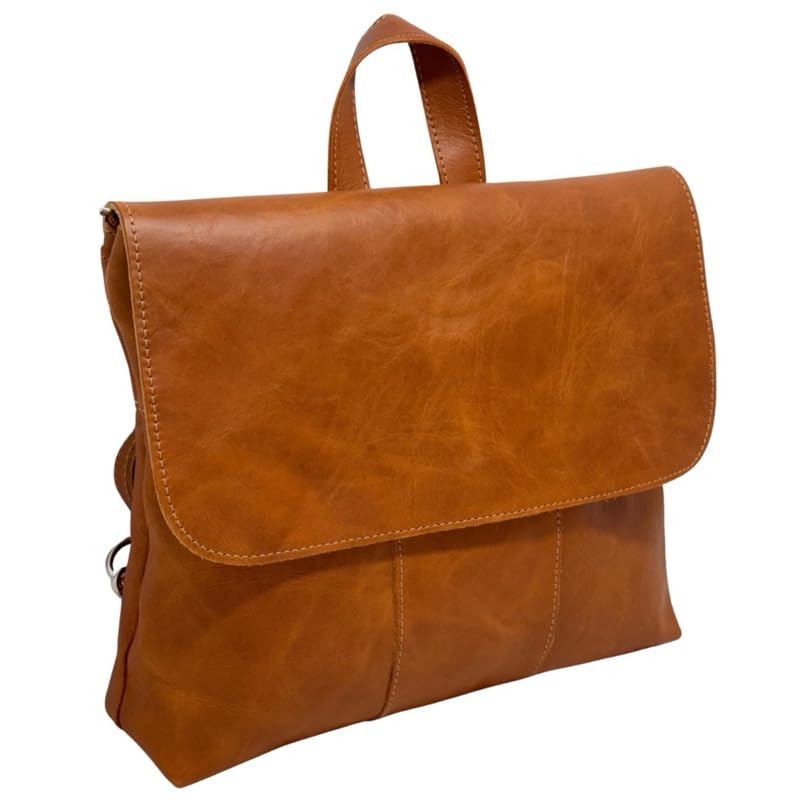 Bolsa Mochila Feminina 3 em 1 de Couro Legítimo com Alças Ajustáveis(Havana
