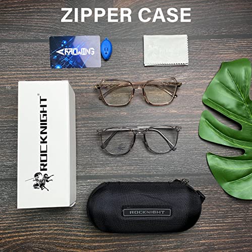 Image of ROCKNGITH Blue Light Blocking Glasses Anti Glare Eyestrain UV Fashion Glasses Grey+Tea