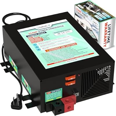 LATCH.IT RV Power Converters 55 Amp | 120VAC to 12VDC RV Converter | 3-Stage Smart Battery RV Converter Charger | Adjustable Voltage 55 Amp Power Converter for RV | for Lithium Batteries & More!