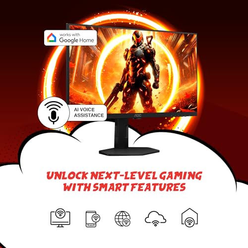 Image of AOC 27 inch Smart Gaming Monitor QHD 180Hz VA Google TV USB-C 65W PD, Q27G4XY | 2560x1440 Computer Monitor, 1ms GtG, USB 3.2, DP 1.4, HDMI 2.0, Height Adjustable Stand, Built-in Speakers, VESA Mount