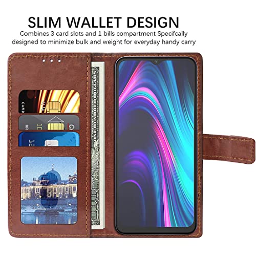 Image of Amazon Brand - Solimo Flip Leather Mobile Cover (Soft, Flexible & Kickstand Back case) Compatible for Micromax in 1b (Brown)