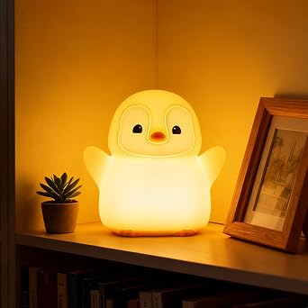Penguin Nursery Night Light,LED Squishy Silicone Lamp,2 Levels Dimmable Bedroom Nightlight for Kids,Touch Light,Dorm Decor lamp,Baby Boys Girls Gifts Standing Penguin