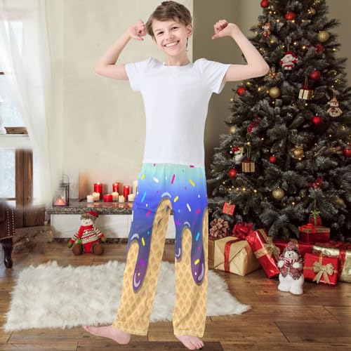 Boy's Pj Pants Cartoon Jogger Pants Elastic Waist Long Bottoms Trousers with Pockets 6-14 Years2