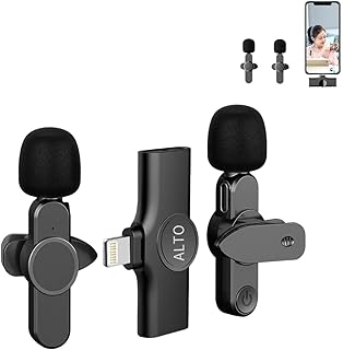 Microfone lapela Duplo sem fio para iPhone iPad, microfone sem fio plug-play para gravação, transmissão ao vivo, YouTube, TikTok, Facebook, redução de ruído sincronização automática