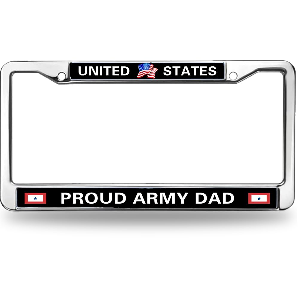 Proud Military Dad United States License Plate Frame - Military Parent Car Accessory