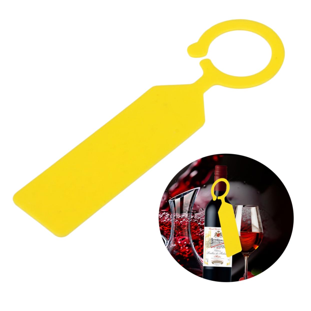 HAPINARY 120pcs Reusable Yellow Plastic Wine Bottle Tags Buckle Design Labels for Gardening Thick Plastic for Wine Bottles Plant Markers