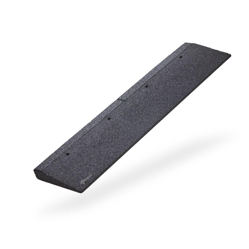 bepco Bordsteinkanten-Rampe, LxBxH: 100 x 25 x 4 cm aus Gummi (schwarz) Auffahrrampe,Türschwellenrampe, mit eingelagerten Unterlegscheiben zur Befestigung