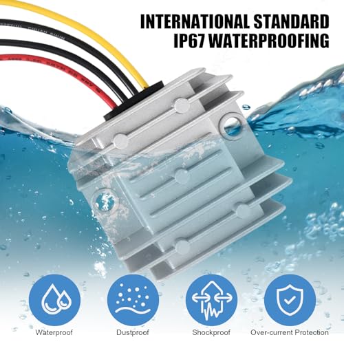 Spannungswandler Wasserdichter DC-DC 12V Spannungsstabilisator, DC 8V-40V bis 12V 3A 36W Automatischer Step-Down-Up-Spannungsregler-Leistungswandler für Auto Motor