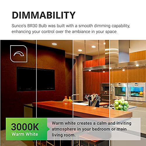 Sunco Lighting Br30 Indoor Recessed Flood Light Bulb Led, 3000K Warm White, Dimmable, 850 Lm, E26 Base, 25,000 Lifetime Hours - Ul & Energy Star, Warm White, 12 Pack, 11W, 65W Equivalent #TOP4
