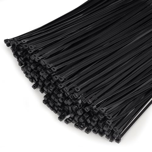 Pack of 1000 Cable Ties 150 mm x 2.5 mm Black with 8.1 kg Tensile Strength UV Resistant Nylon Plastic Self-Locking Multifunctional Cable Zip Ties for Indoor and Outdoor Use