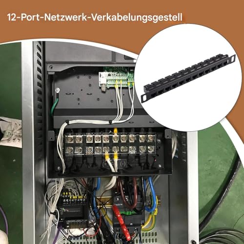 Panel de red de 12 puertos CAT6 CAT5E, rack distribuidor y organizador de cables sin blindar 2