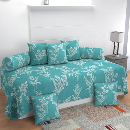 Image of Microfiber Fabric 8Pcs Diwan Blend Set of 60X90 Inch 1Bedsheet 16x16inch 5Cushion Covers 18x28 inch 2Bolster Covers (Grey)