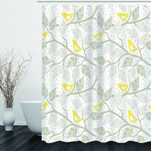Rideau douche lavable machine imperméable grand format rideau et tapis jaune - 3