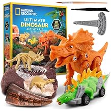 National Geographic Ultimate Dinosaur Activity Kit 5 Hands-On Activities for Kids 4+, Build a Triceratops, Dig Out a T. Rex Tooth, Paint a Dino Car, Create Clay Dino Models