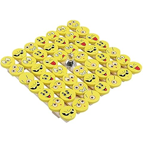 JiaLe 48 x Novelty erasers smile laughing shy emoji rubbers, for birthday kids party festival new year Christmas,Party Bag Fillers Set, Party Favor ,Thanksgiving Christmas Garden Party, yellow Cover