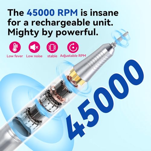 Taladro Eléctrico Profesional para Uñas 45000RPM miniatura 2